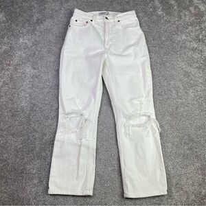 Abercrombie & Fitch Jeans Women's 26 Short White Ankle Straight High Rise Ripped